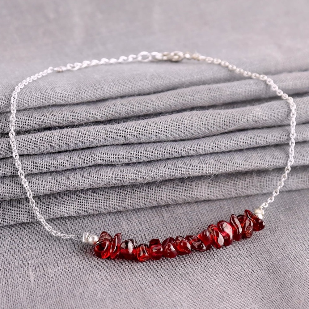 🆕New Natural Garnet Healing Crystal Chips Bar Bracelet